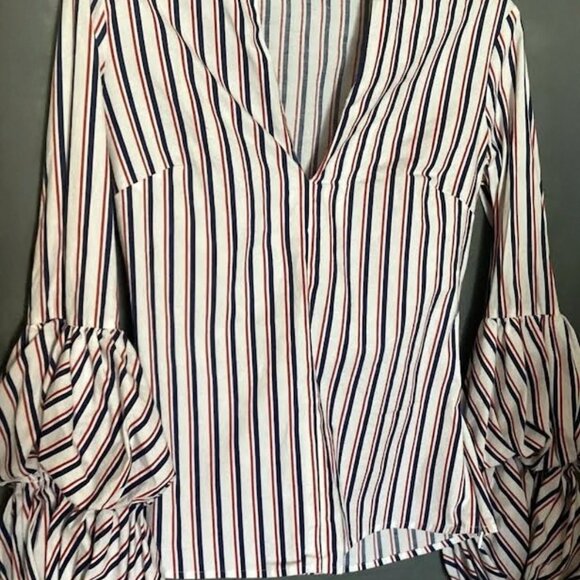 Greyson Striped Blouse with Balloon Sleeves - Picture 2 of 3